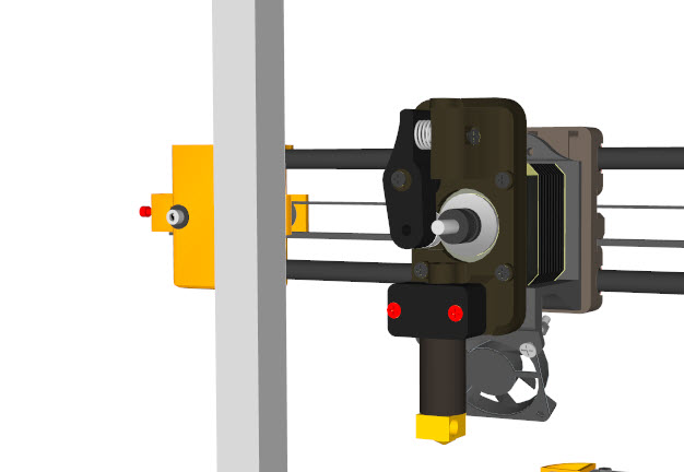 Extruder mounted on carriage.