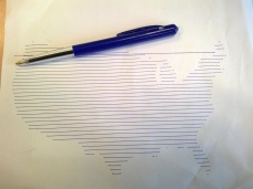 US map drawn with pen